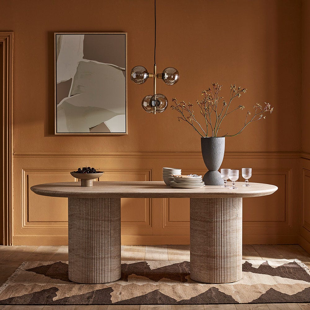 RAINA DINING TABLE IN TRAVERTINE FINISH EFFECT