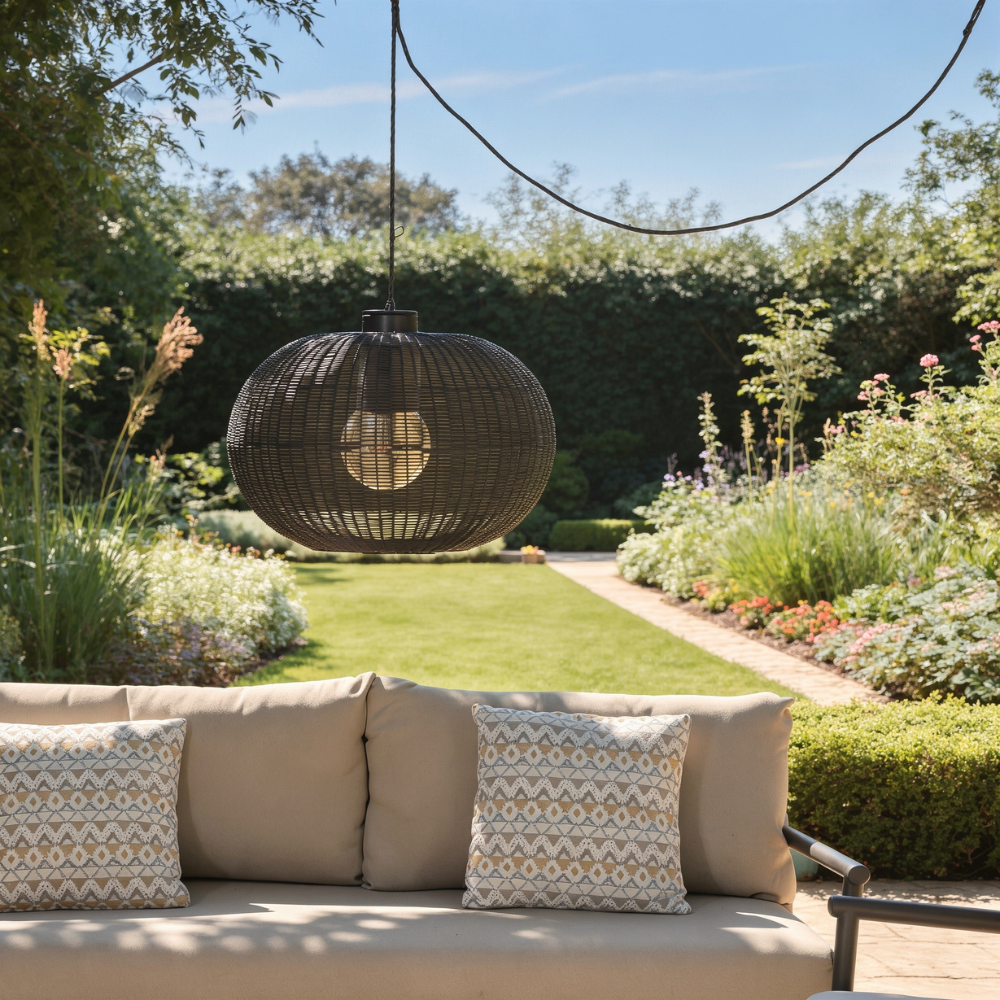 RAVELLO NOIR RATTAN 55CM PENDANT LIGHT