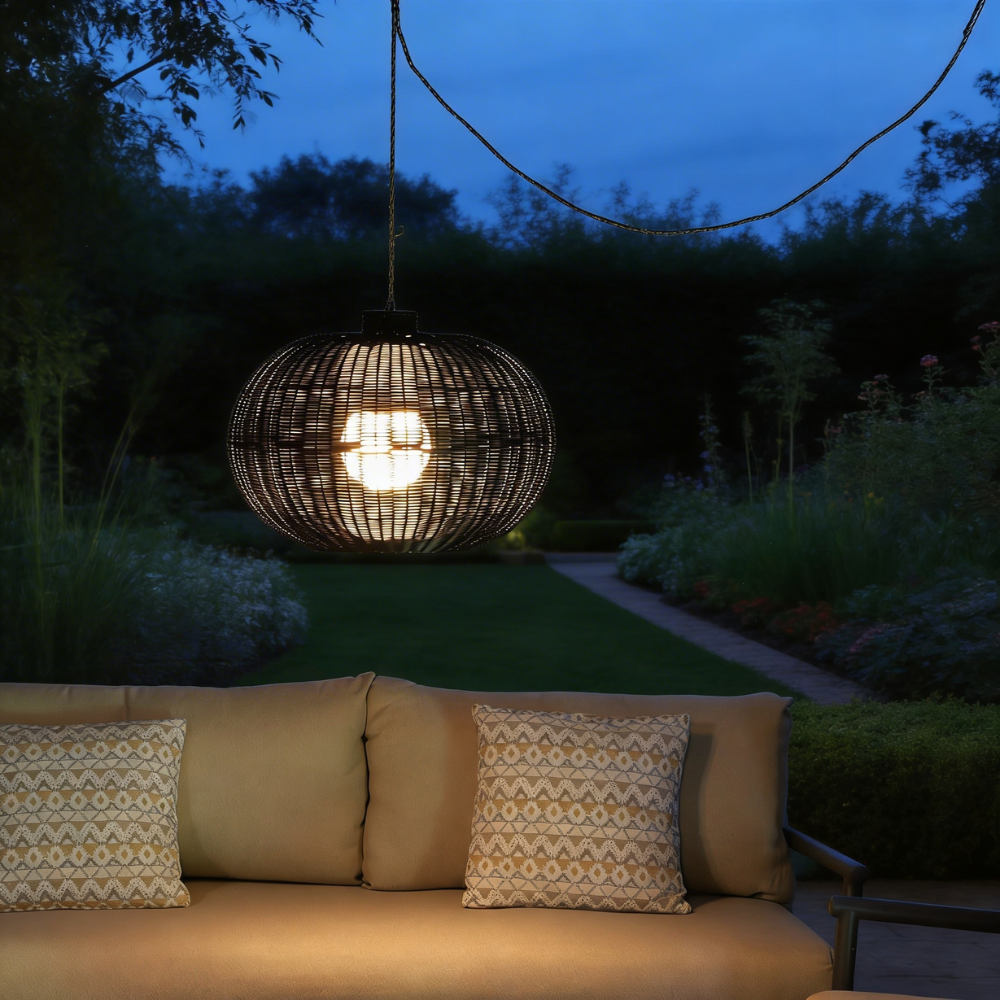 RAVELLO NOIR RATTAN 55CM PENDANT LIGHT