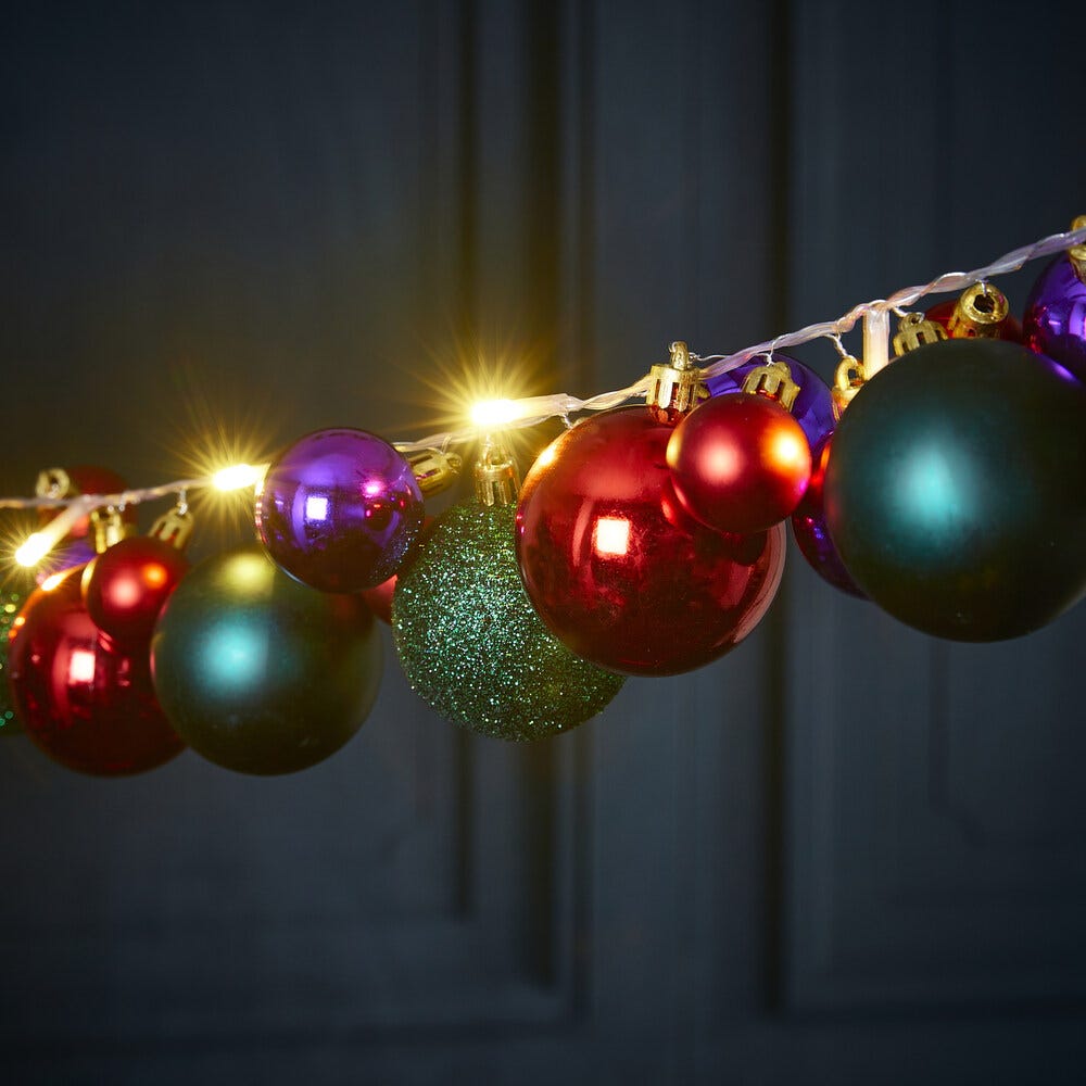 Retro 2m Bauble Garland - Purple and Green