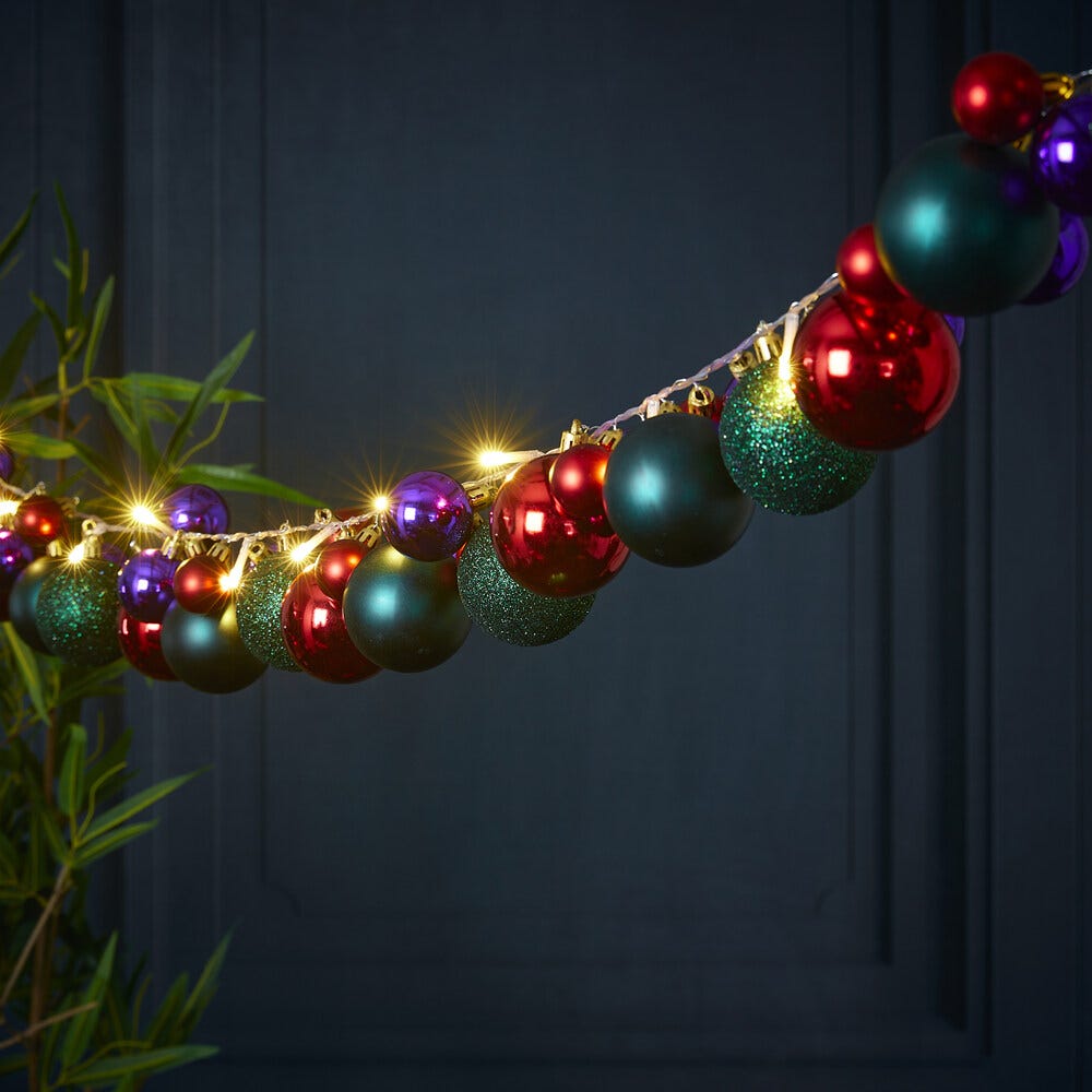Retro 2m Bauble Garland - Purple and Green