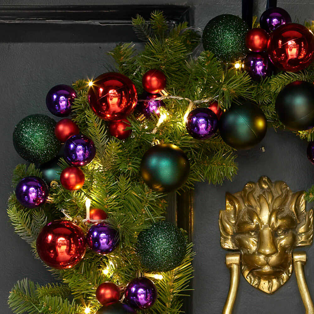 Retro 2m Bauble Garland - Purple and Green