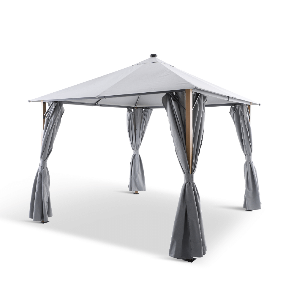 SAVANNAH OAK 3 X 3M FABRIC GAZEBO WITH SOLAR LIGHTS