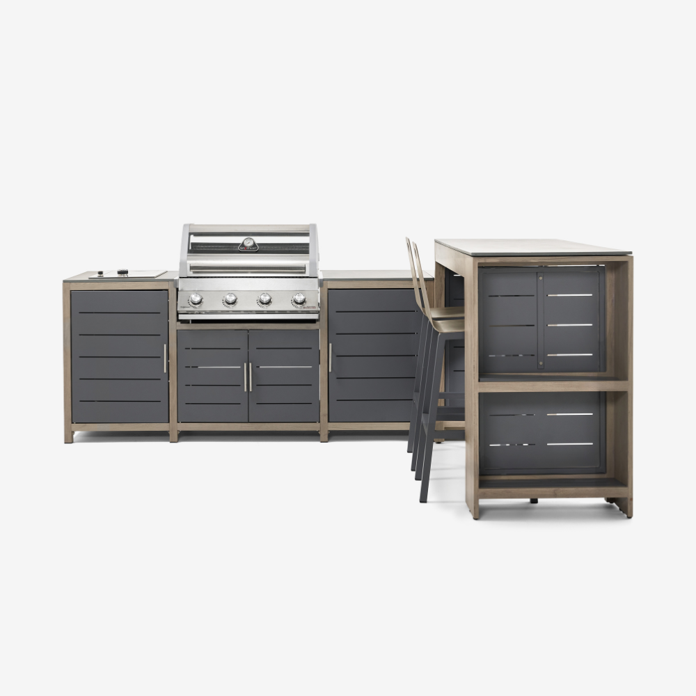 SAVANNAH BIRCH DELUXE OUTDOOR KITCHEN BAR TABLE AND STOOLS