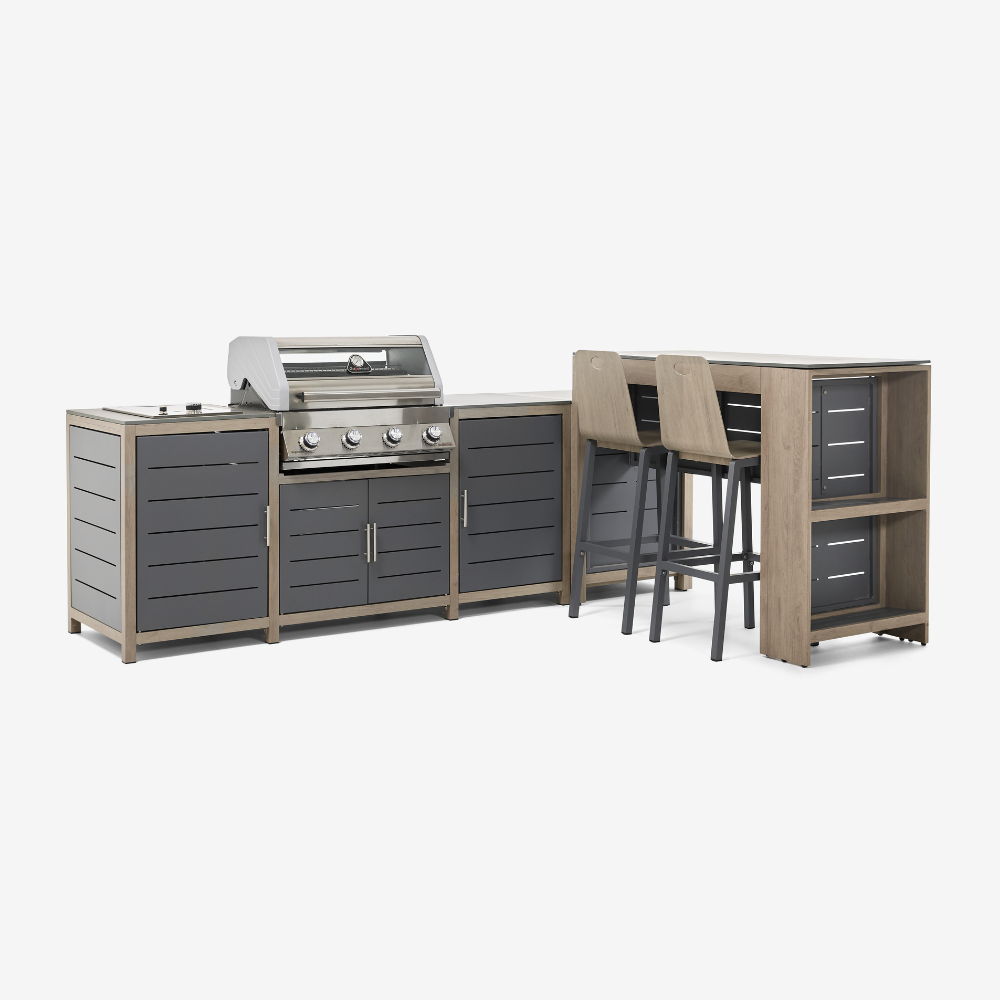 SAVANNAH BIRCH DELUXE OUTDOOR KITCHEN BAR TABLE AND STOOLS