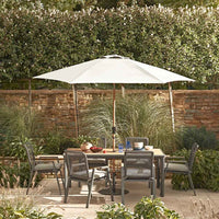 Savannah Rope 6 Seat Dining Set with Parasol - Oak