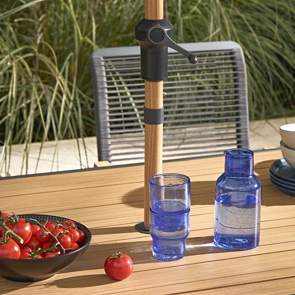 Savannah Rope 6 Seat Dining Set with Parasol - Oak