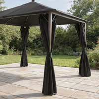 SAVANNAH BIRCH 4 X 3M FABRIC GAZEBO WITH SOLAR LIGHTS