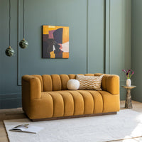 SLOANE FLUTED 2-SEAT SOFA IN MUSTARD BOUCLE