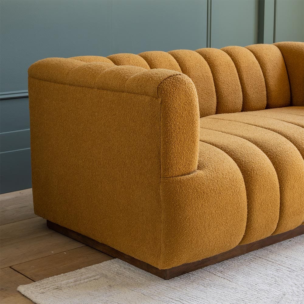 SLOANE FLUTED 2-SEAT SOFA IN MUSTARD BOUCLE