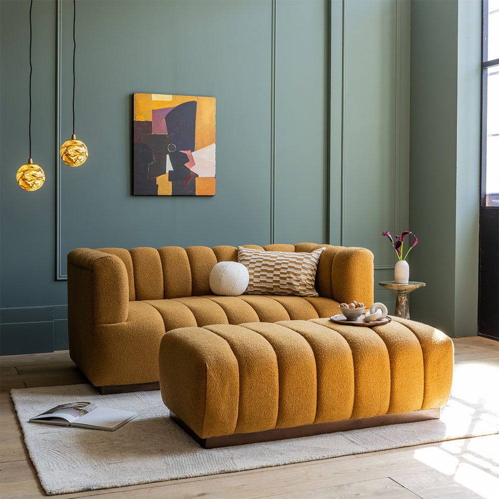 SLOANE FLUTED 2-SEAT SOFA IN MUSTARD BOUCLE