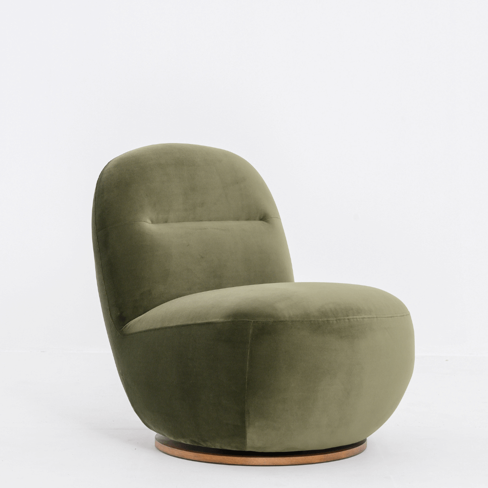 SUSIE SWIVEL CHAIR IN GREEN VELVET