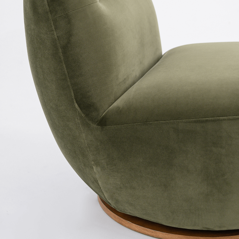 SUSIE SWIVEL CHAIR IN GREEN VELVET