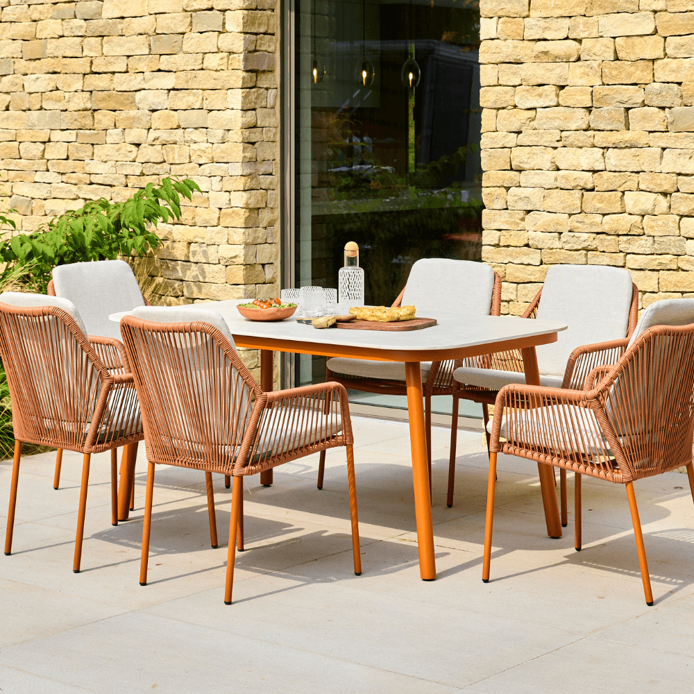 OLIVIA TERRACOTTA 6 SEAT RECT DINING SET