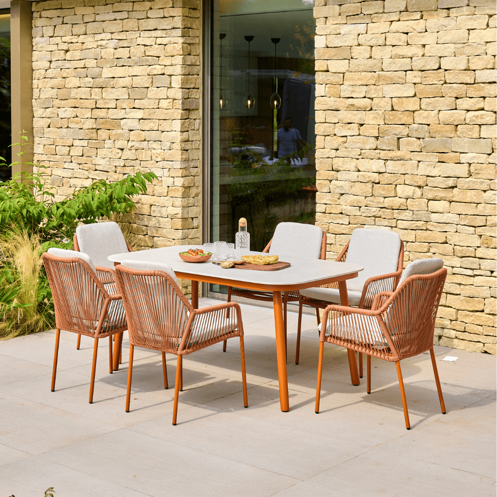 OLIVIA TERRACOTTA 6 SEAT RECT DINING SET