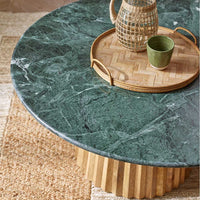 WESTBOURNE GREEN MARBLE COFFEE TABLE - NATURAL BASE