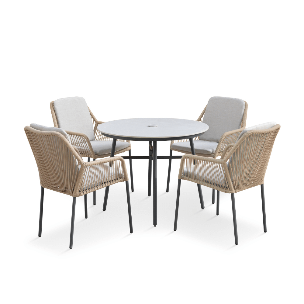 OLIVIA WHEAT 4 SEAT ROUND DINING SET