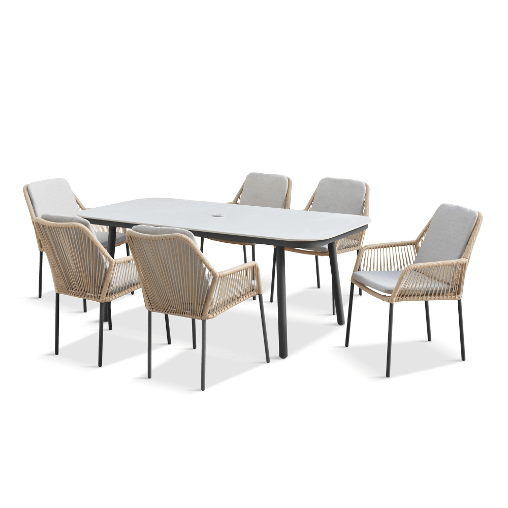 OLIVIA WHEAT 6 SEAT RECTANGULAR DINING SET
