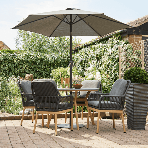 ZARA 4 SEAT ROUND DINING SET WITH 2.5M PARASOL