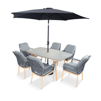 ZARA 6 SEAT BOAT-SHAPED DINING SET WITH 3.0M PARASOL