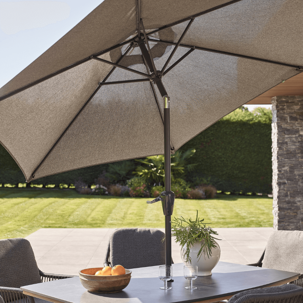 ZARA 6 SEAT BOAT-SHAPED DINING SET WITH 3.0M PARASOL