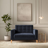Fitzroy Loveseat In Indigo Easy Care Velvet