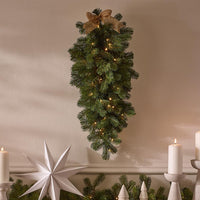 24" HIGHGROVE SPRUCE TEARDROP PRE LIT WREATH - 35 WW LED