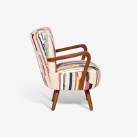 Calvin Armchair In Striped Woven Rag Rug