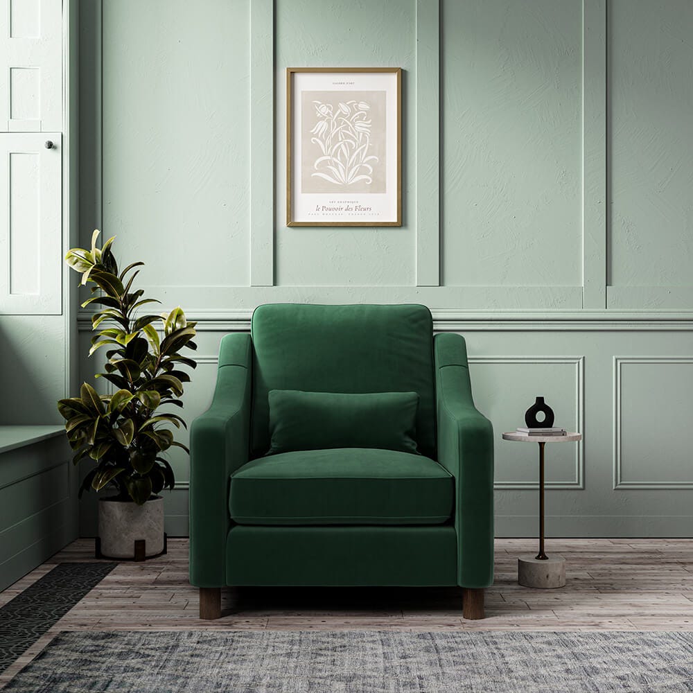 Hampton Armchair In Hunter Eco Velvet