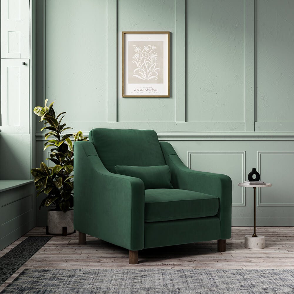 Hampton Armchair In Hunter Eco Velvet