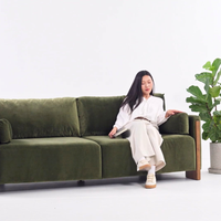 AUDREY SHOW WOOD 3-SEAT SOFA - GREEN VELVET
