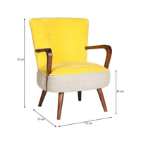 Calvin Armchair in Mustard Yellow Velvet and Linen