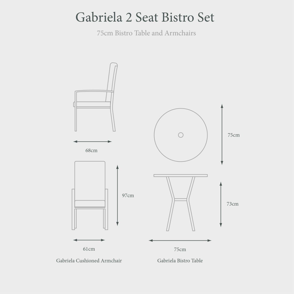 GABRIELA 2 SEAT BISTRO SET