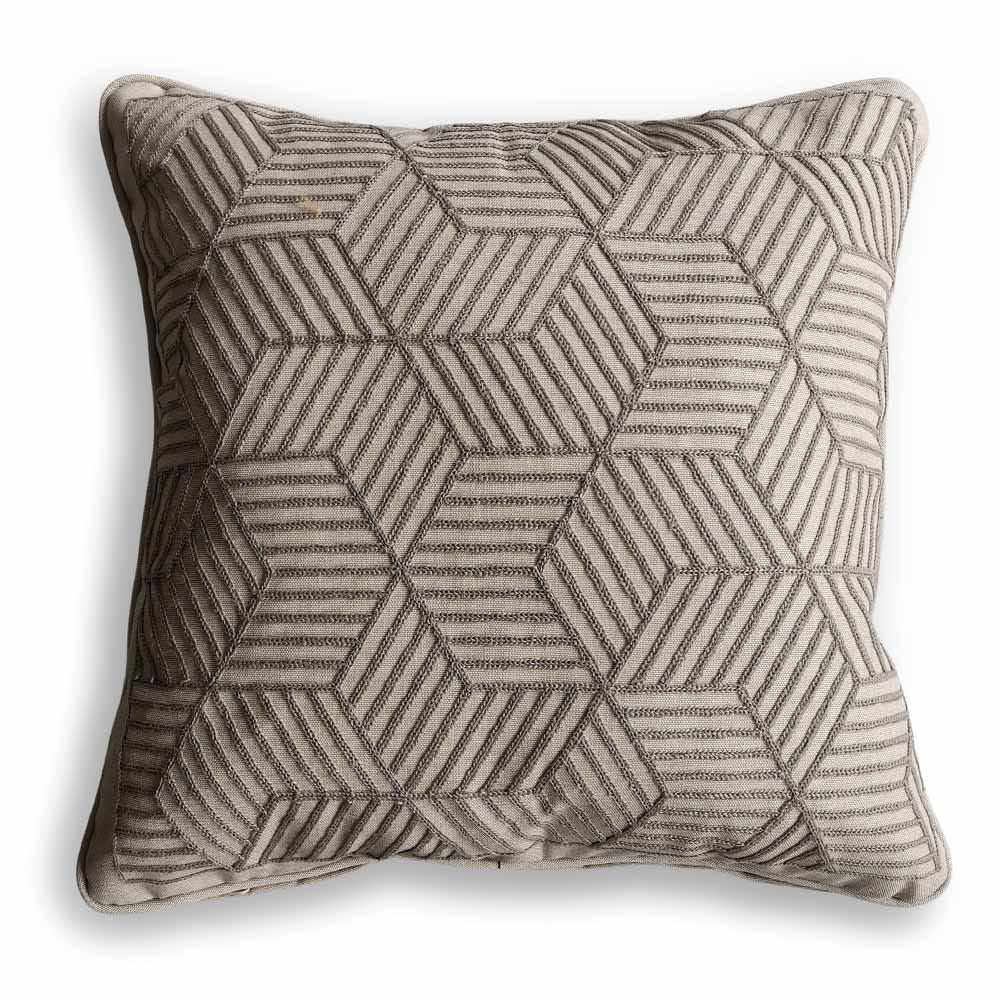 Grey Striped Embroidered Scatter Cushion