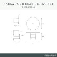 KARLA 4 SEAT DINING SET AND DELUXE 2.5M PARASOL