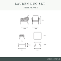 Lauren Duo Set with Chairs, Table and Footstools