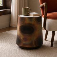 Burnished Copper And Marble Side Table