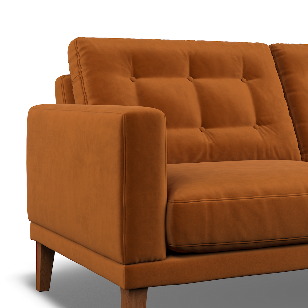 Fitzroy 3-Seat Sofa In Burnt Easy Care Velvet