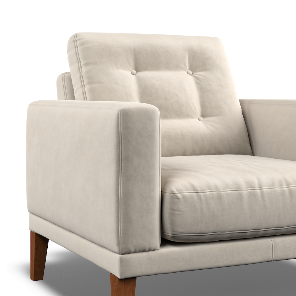 Fitzroy Armchair In Bone Easy Care Velvet