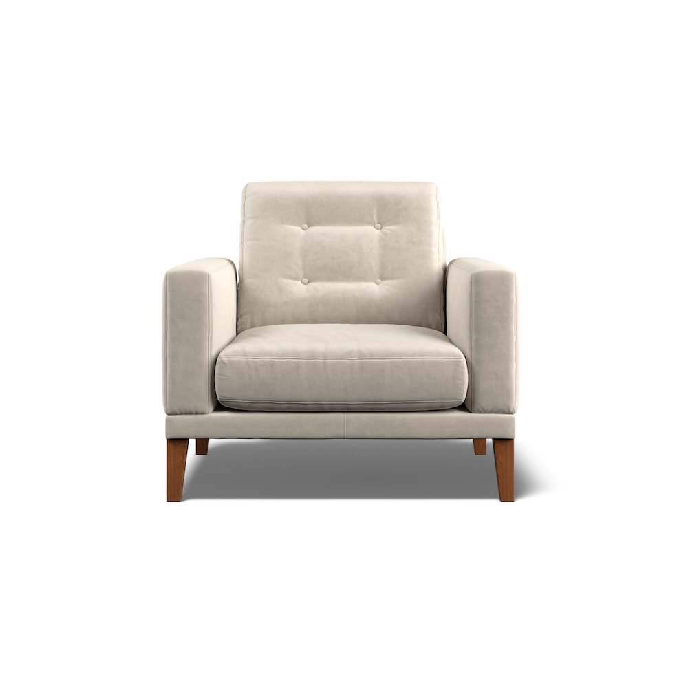 Fitzroy Armchair In Bone Easy Care Velvet