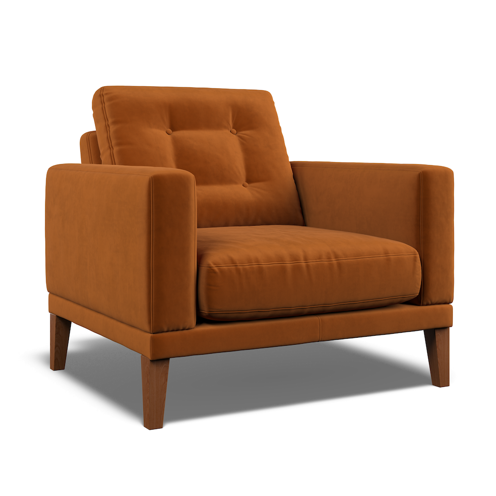 Fitzroy Armchair In Burnt Easy Care Velvet