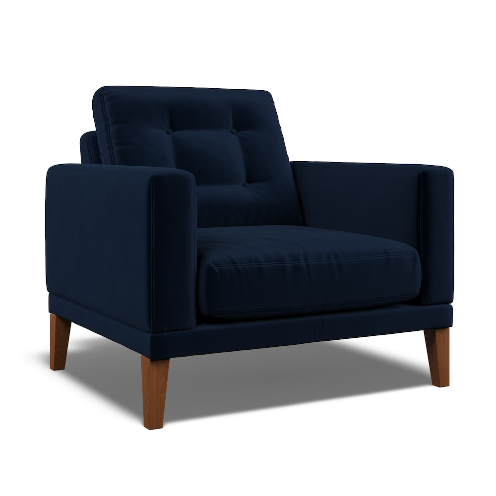 Fitzroy Armchair In Indigo Easy Care Velvet