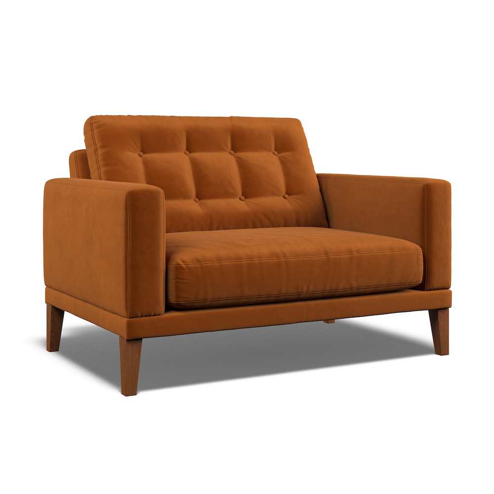Fitzroy Loveseat In Burnt Easy Care Velvet