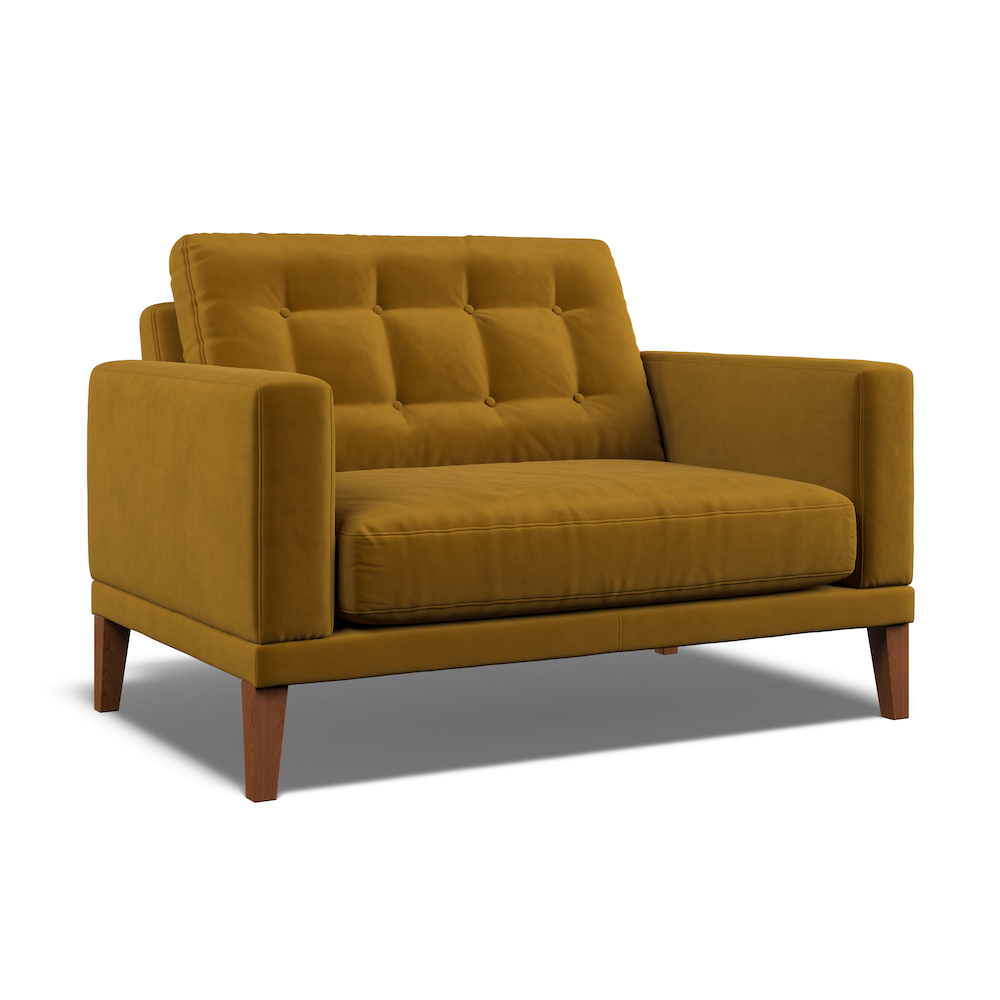 Fitzroy Loveseat In Turmeric Easy Care Velvet