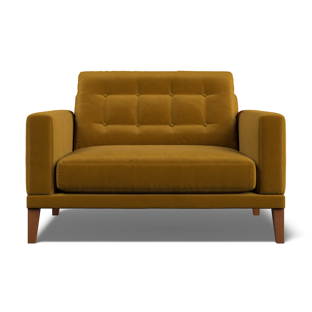 Fitzroy Loveseat In Turmeric Easy Care Velvet