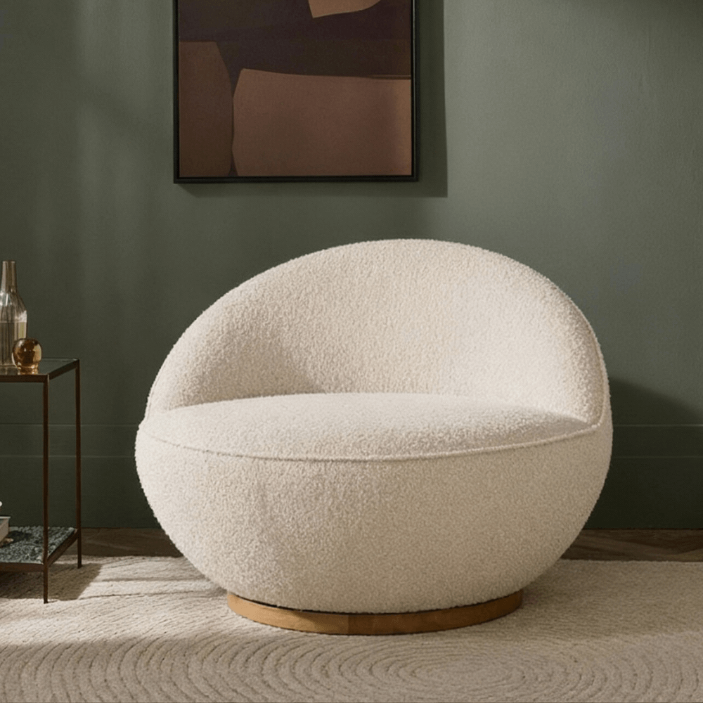 MOLLY SWIVEL CHAIR IN CURLED FABRIC