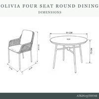 OLIVIA TERRACOTTA 4 SEAT ROUND DINiNG SET