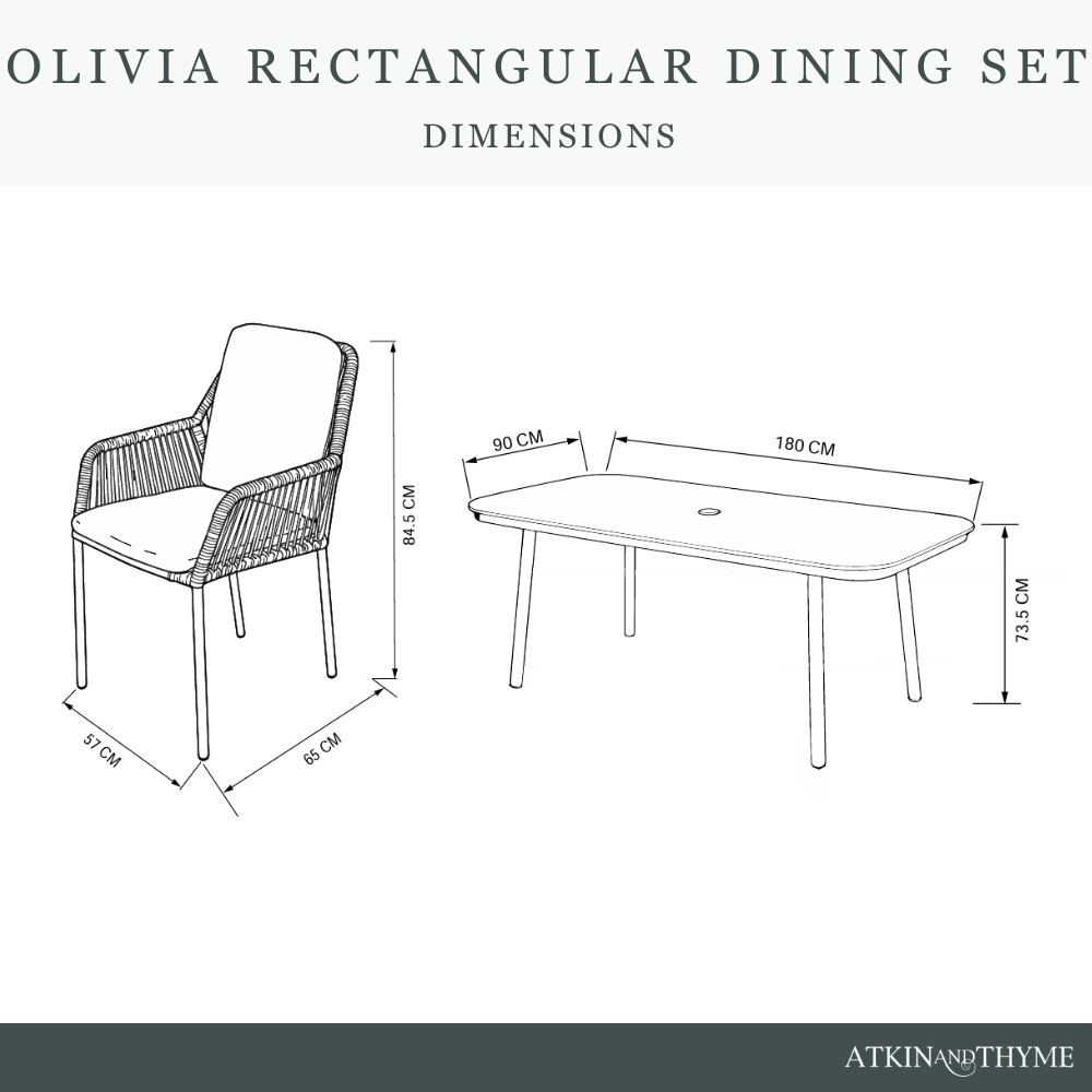 OLIVIA TERRACOTTA 6 SEAT RECT DINING SET