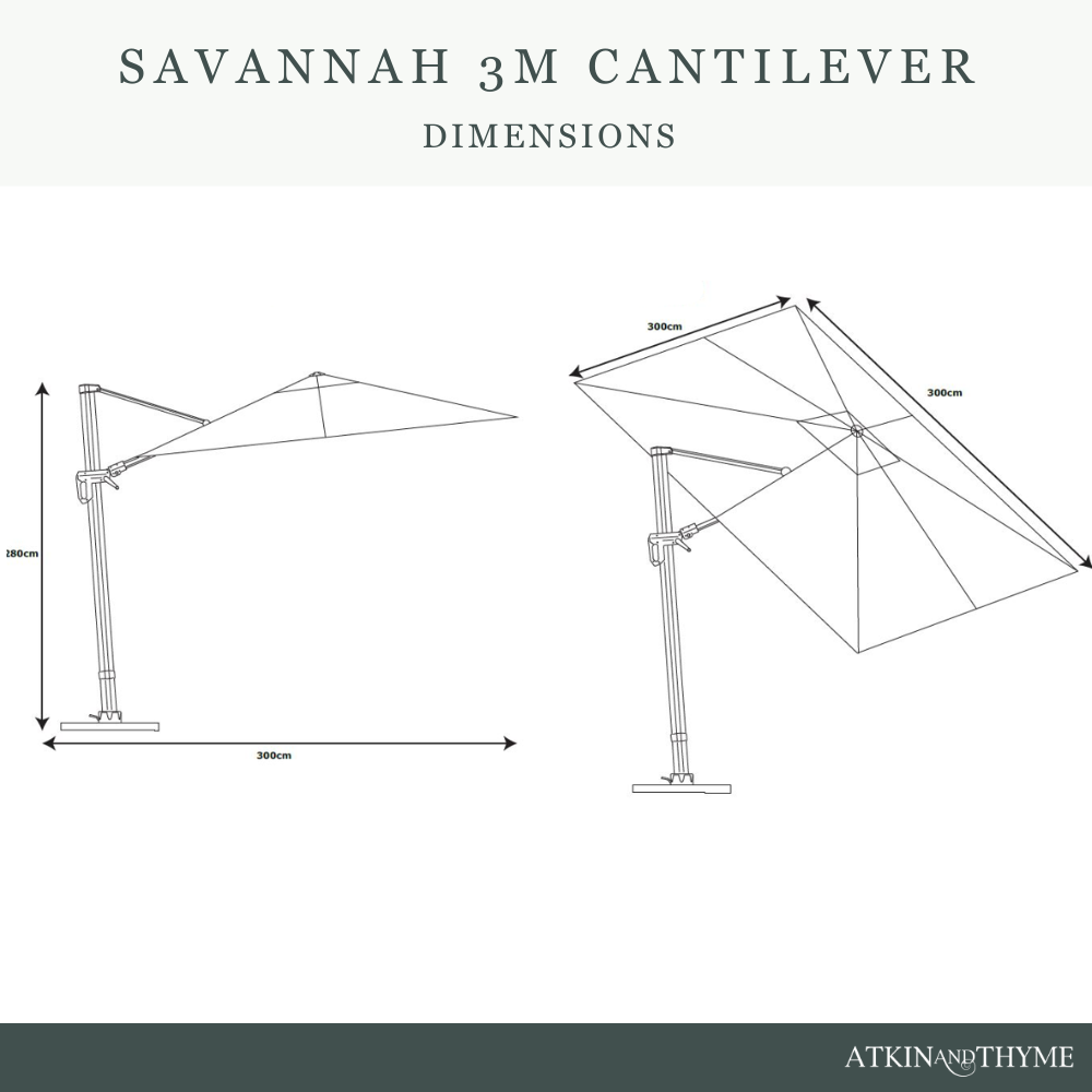 Savannah 3m Wood-Effect Parasol - Oak