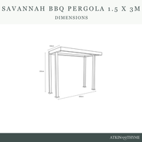 1.5M X 3M SAVANNAH BIRCH BBQ PERGOLA